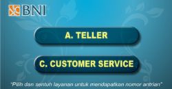 Menu layar sentuh mesin antrian di BNI
